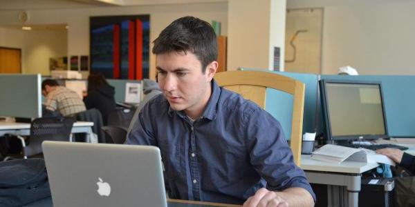 Student working on laptop